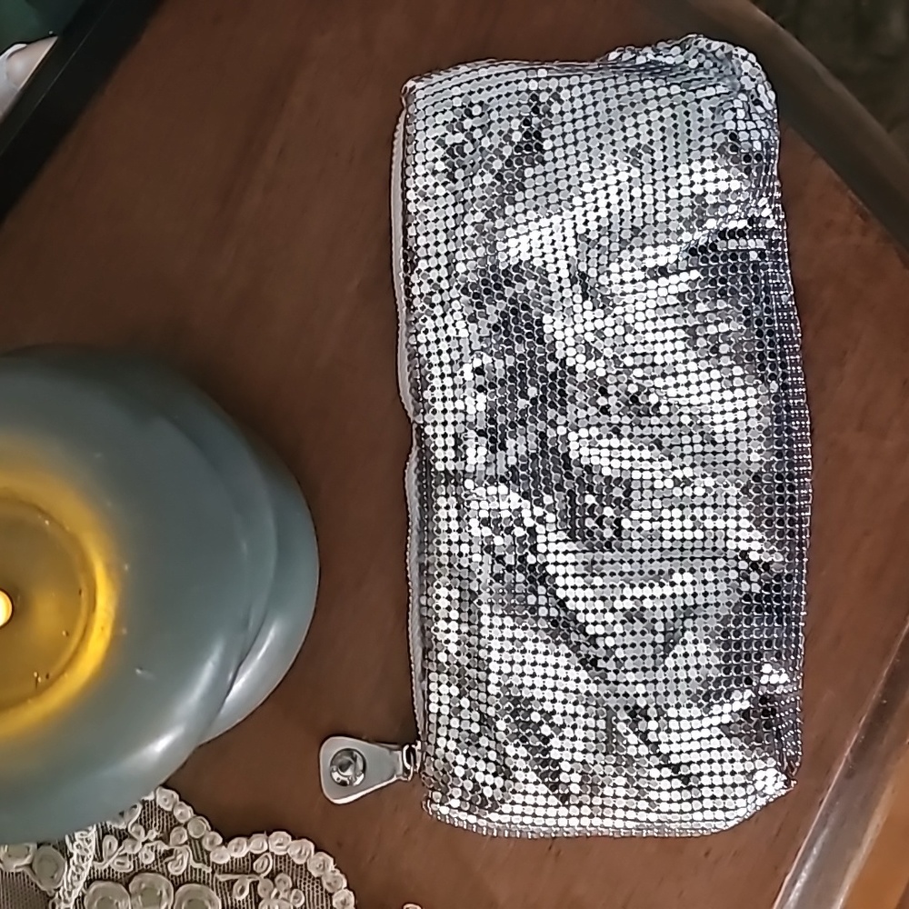 Jimmy Choo Vintage Silver Mesh Zipper Clutch